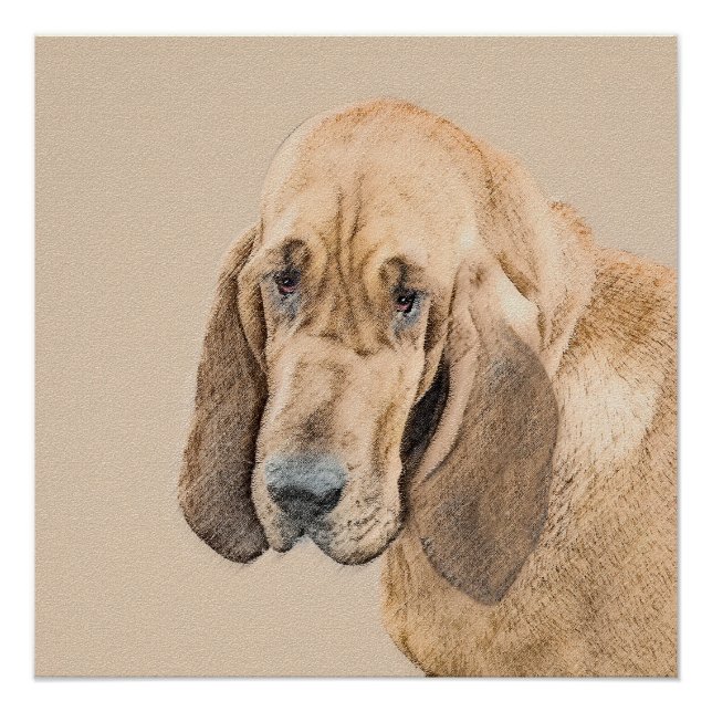 Bloodhound Painting - Cute Original Dog Art Poster (Front)