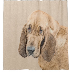 Bloodhound Painting - Cute Original Dog Art Shower Curtain