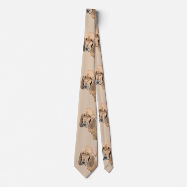 Bloodhound Painting - Cute Original Dog Art Tie (Front)