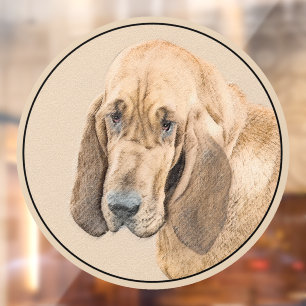 Bloodhound Painting - Cute Original Dog Art Window Cling