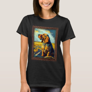Bloodhound Painting Sunflower Flower Mum Women Flo T-Shirt