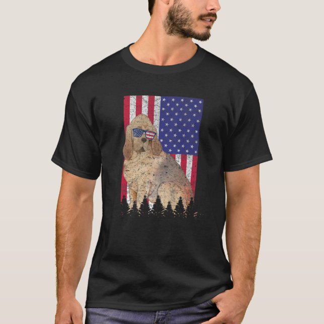 Bloodhound Patriotic Dog USA Pride American Flag T-Shirt (Front)