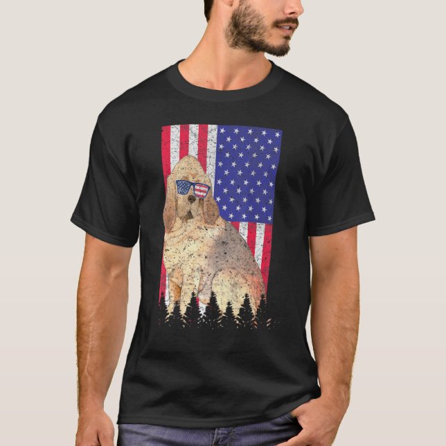 Bloodhound Patriotic Dog Usa Pride American Flag T-Shirt (Front)