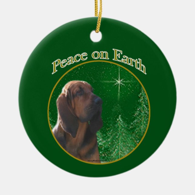 Bloodhound Peace Ceramic Tree Decoration (Front)