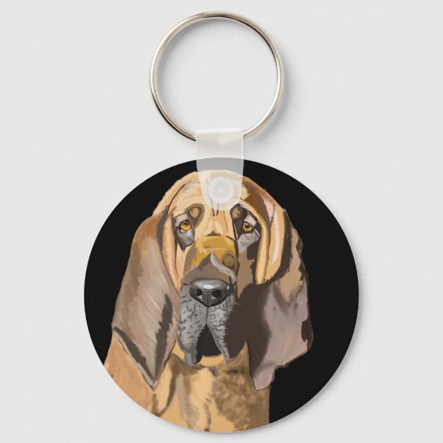 Bloodhound Portrait Key Ring (Front)