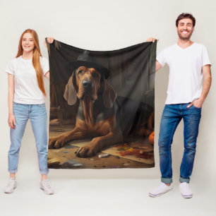Bloodhound Pumpkins Halloween Scary Fleece Blanket