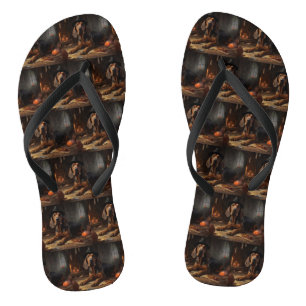 Bloodhound Pumpkins Halloween Scary  Flip Flops