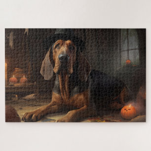 Bloodhound Pumpkins Halloween Scary  Jigsaw Puzzle