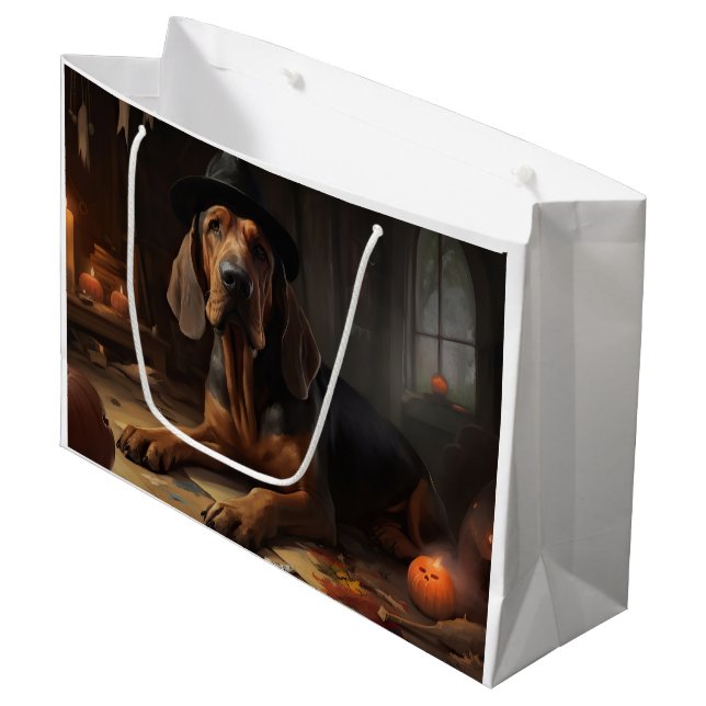 Bloodhound Pumpkins Halloween Scary  Large Gift Bag (Front Angled)