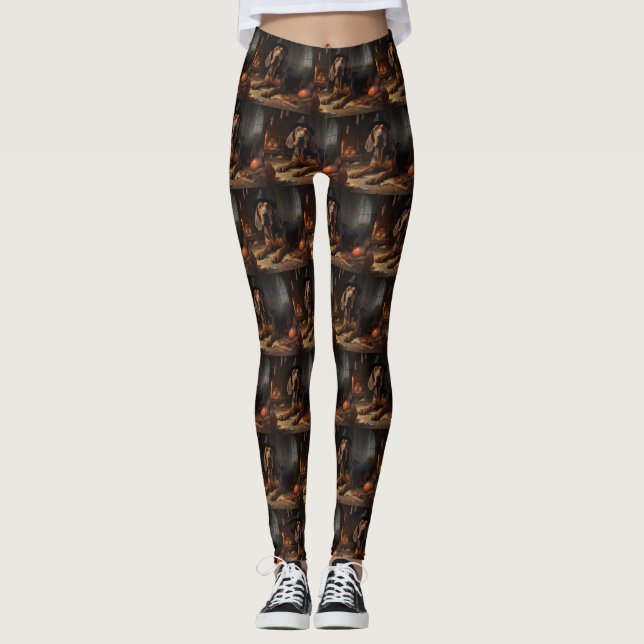 Bloodhound Pumpkins Halloween Scary  Leggings (Front)