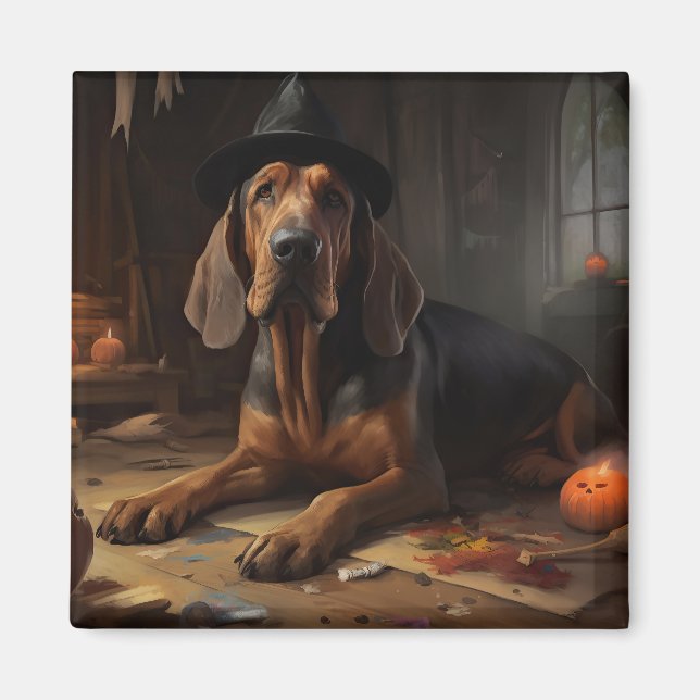 Bloodhound Pumpkins Halloween Scary  Magnet (Front)