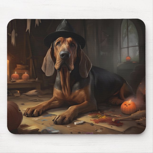 Bloodhound Pumpkins Halloween Scary  Mouse Mat (Front)
