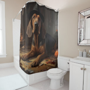 Bloodhound Pumpkins Halloween Scary  Shower Curtain
