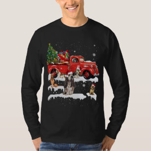 Bloodhound Riding Red Truck Merry Christmas X-mas T-Shirt