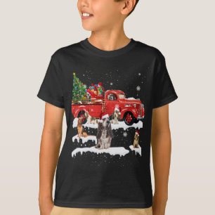 Bloodhound Riding Red Truck Merry Christmas X-mas T-Shirt