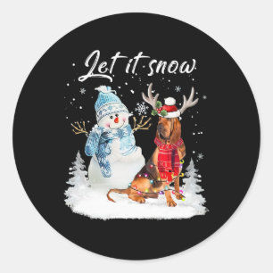 Bloodhound Santa Dog Christmas Snowman Xmas Pajama Classic Round Sticker