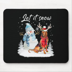 Bloodhound Santa Dog Christmas Snowman Xmas Pajama Mouse Mat