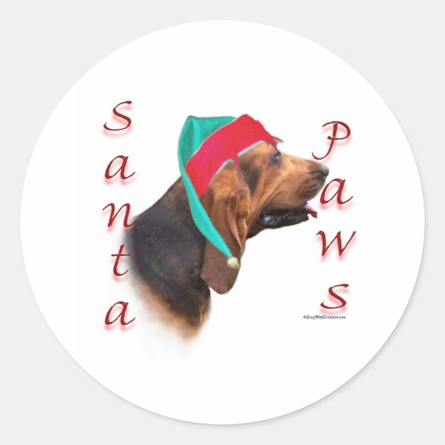 Bloodhound Santa Paws Classic Round Sticker (Front)