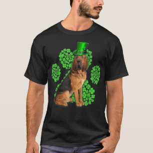 Bloodhound Shamrock Paw Clovers St Patrick's Day T-Shirt