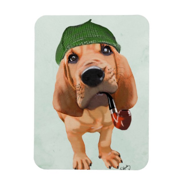 Bloodhound Sherlock Holmes Magnet (Vertical)