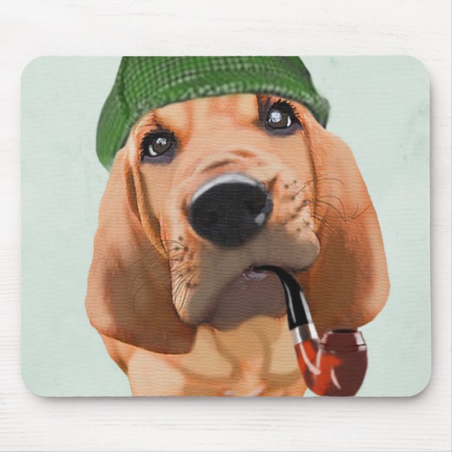 Bloodhound Sherlock Holmes Mouse Mat (Front)