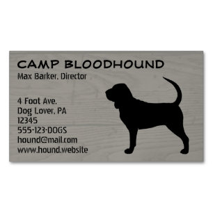 Bloodhound Silhouette Dog Breed Faux Wood Style Magnetic Business Card