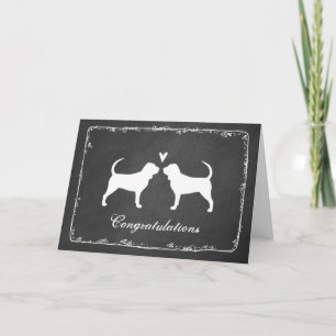 Bloodhound Silhouettes Wedding Congratulations Card