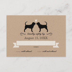 Bloodhound Silhouettes Wedding RSVP Card