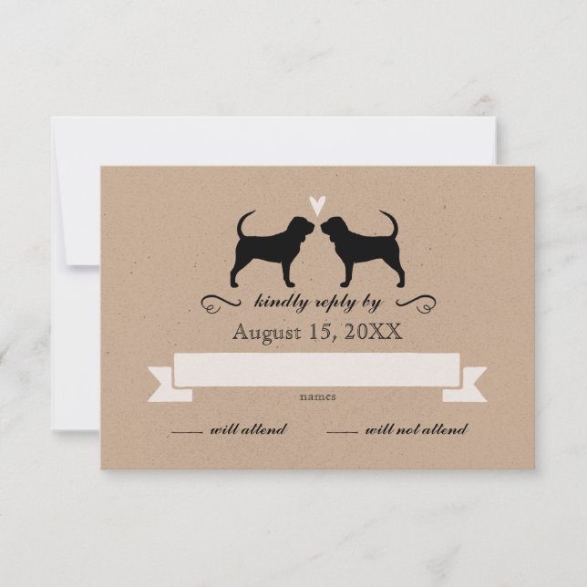 Bloodhound Silhouettes Wedding RSVP Card (Front)