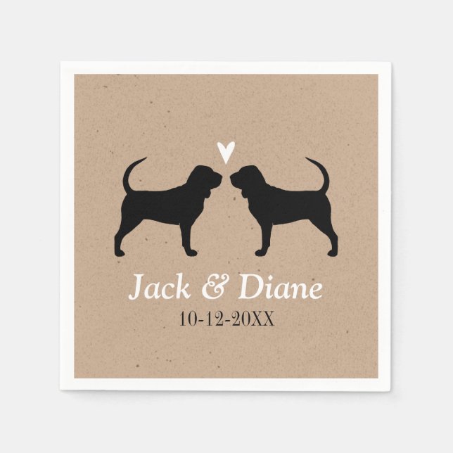 Bloodhound Silhouettes with Custom Text Napkin (Front)