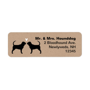 Bloodhound Silhouettes with Heart Return Address