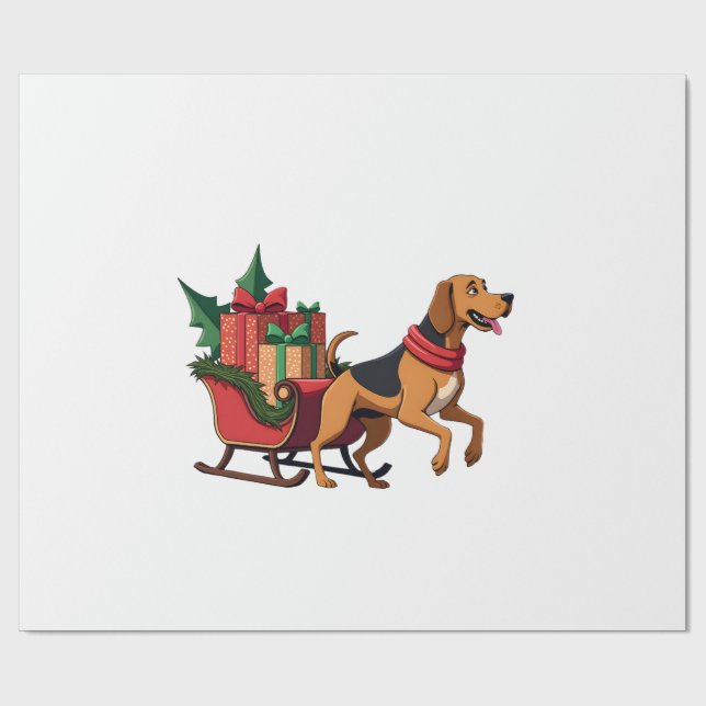 Bloodhound Sleigh Puller Wrapping Paper (Flat)