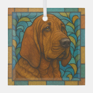 Bloodhound "Stained Glass"  Glass Tree Decoration