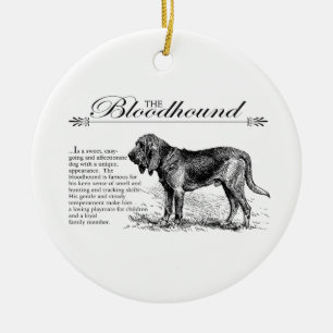 Bloodhound Vintage Storybook Style Ceramic Tree Decoration