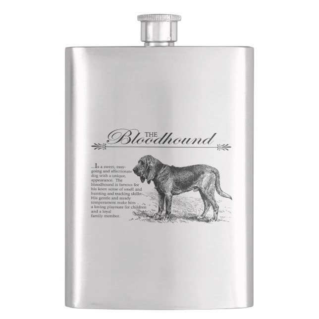 Bloodhound Vintage Storybook Style Hip Flask (Front)