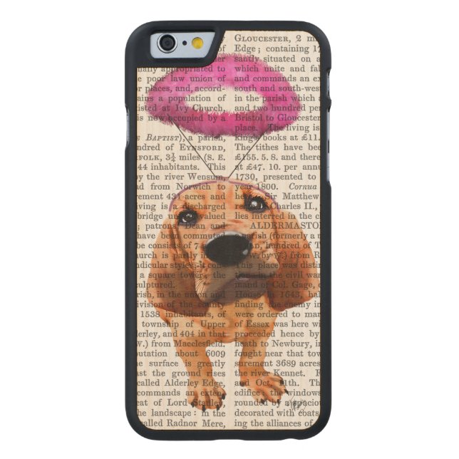 Bloodhound With Angelic Pink Halo Carved Wood iPhone Case (Back)