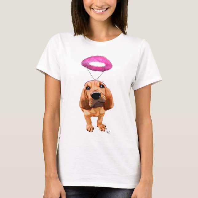 Bloodhound With Angelic Pink Halo T-Shirt (Front)