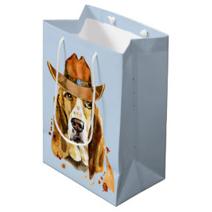 Bloodhound with Sheriff Cowboy Hat   Medium Gift Bag