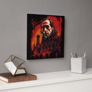 Bloodmoon Castle Square Wall Clock