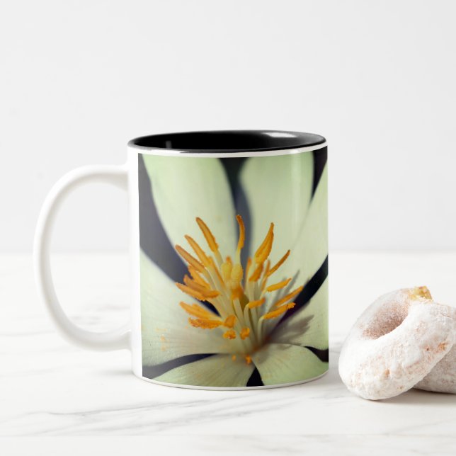 Bloodroot Flower Centre Personalised Two-Tone Coffee Mug (With Donut)