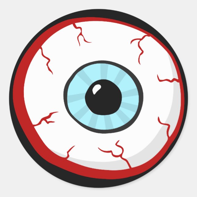 Bloodshot Eye Ball Funny Cartoon stickers (Front)
