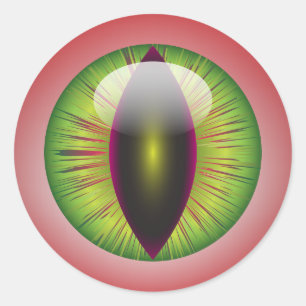 Bloodshot Eyeball Green Iris Slit Pupil Classic Round Sticker