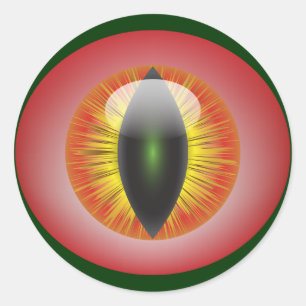 Bloodshot Eyeball Orange Iris Slit Pupil Classic Round Sticker