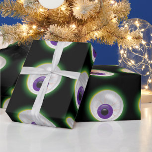 Bloodshot Purple Zombie Monster Eyeball Halloween Wrapping Paper