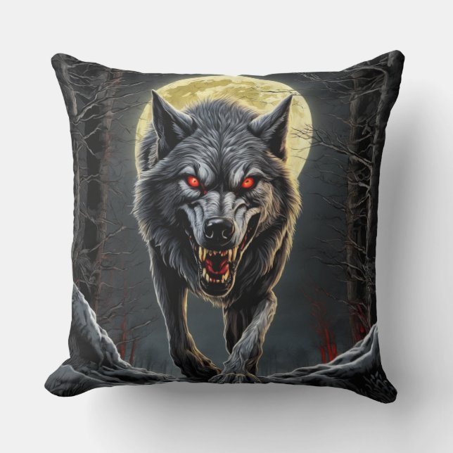 Bloodthirsty Wolf Cushion (Front)