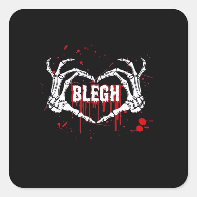 Bloody Breakdown, Skeleton Heart Hands Emo, Metalc Square Sticker (Front)