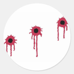 BLOODY BULLET HOLES CLASSIC ROUND STICKER