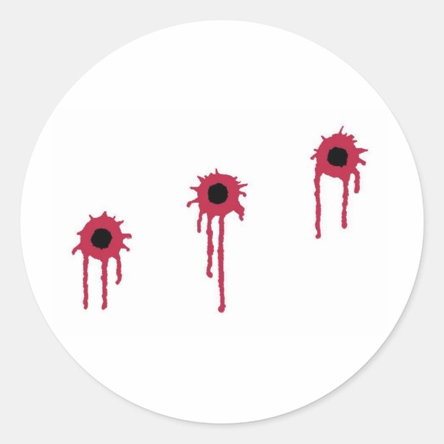 BLOODY BULLET HOLES CLASSIC ROUND STICKER (Front)
