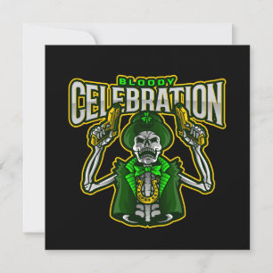 Bloody Celebration Skeleton Leprechaun Holiday Card