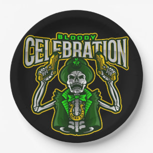 Bloody Celebration Skeleton Leprechaun Paper Plate